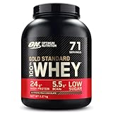 Optimum Nutrition ON Gold Standard Whey Protein Pulver, Eiweißpulver zum Muskelaufbau, natürlich enthaltene BCAA und Glutamin, Extreme Milk Chocolate, 71 Portionen, 2.27kg, Verpackung kann Variieren