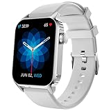 ANCwear Smart Watch für Männer Frauen, Activity Tracker Uhr mit Herzfrequenzmesser, Fitness Tracker, wasserdicht, Edelstahl, anpassbares Design, Micro-USB, Silber