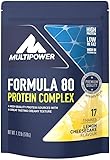 Multipower Formula 80 Protein Complex – Mehrkomponenten Protein Pulver für den Muskelaufbau – Proteinpulver mit Casein für eine langfristige Versorgung mit cremigem Lemon Cheesecake Geschmack – 510 g